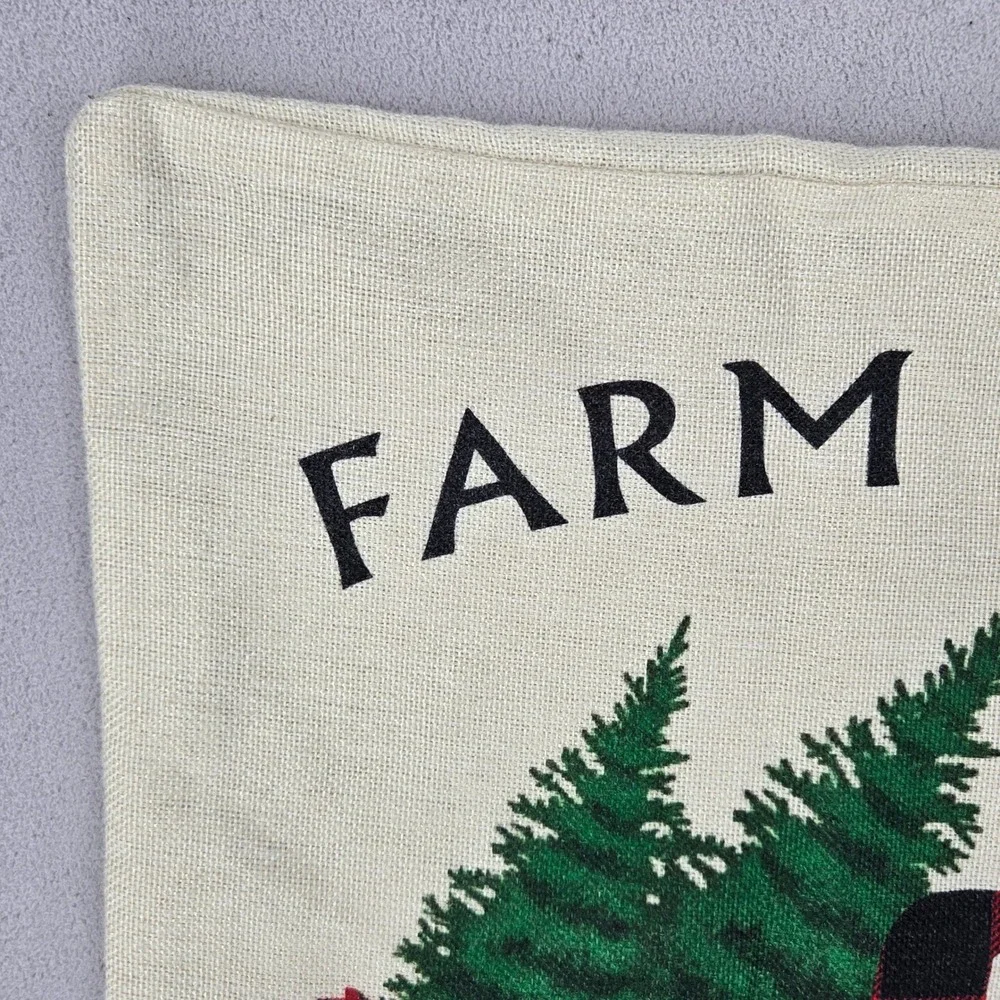 Farm Fresh Christmas Trees Buffalo Plaid Truck 17x17 Throw Pillow Cover Holida